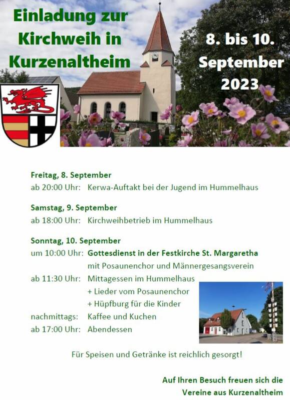 Einladung Kirchweih Kurzenaltheim