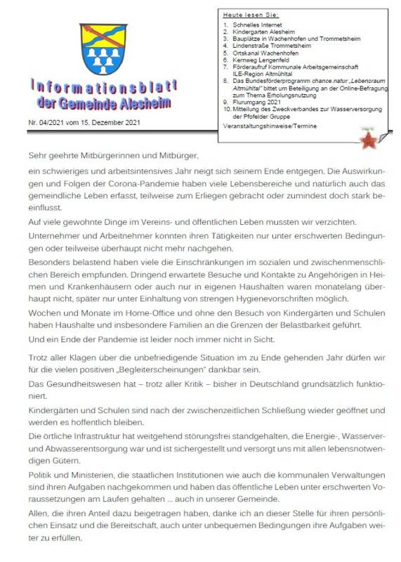 Bild Informationsblatt Nr. 4 vom 15.12.2021