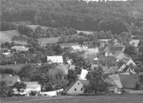 Schwarz-weiß Bild mit Fernsicht auf Wolfsbronn